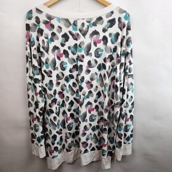 HONEYME Curvy Womens BOHO Brushed Knit Top Size XXXL Leopard Print Relaxed Fit - Picture 2 of 6